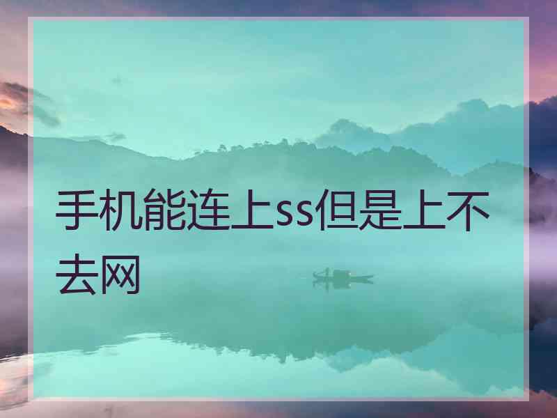 手机能连上ss但是上不去网