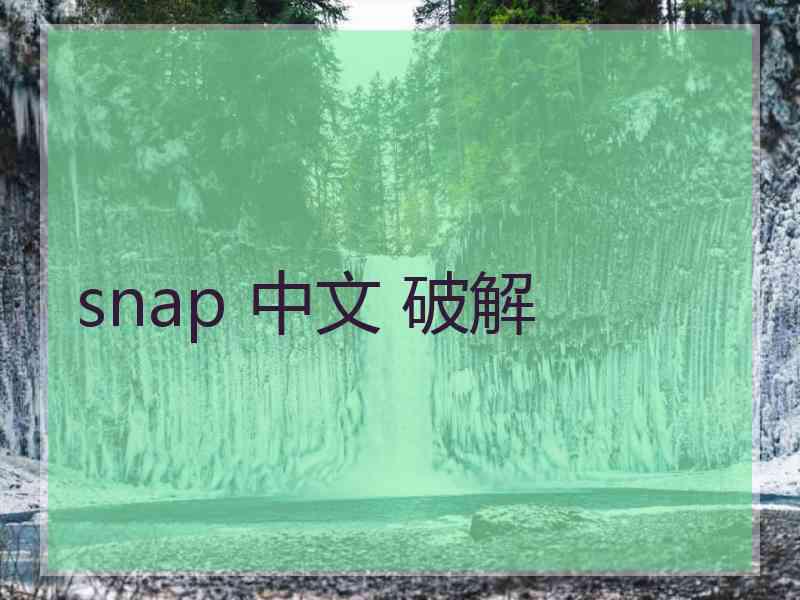 snap 中文 破解