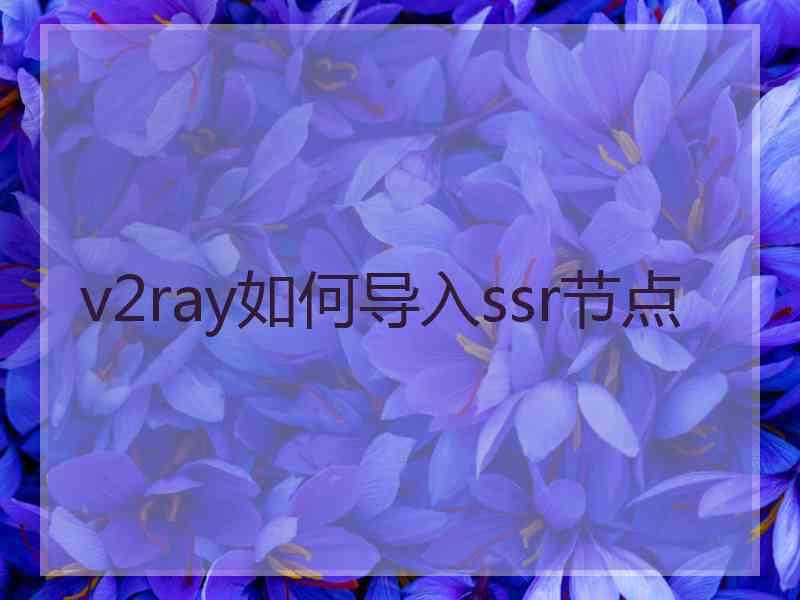 v2ray如何导入ssr节点